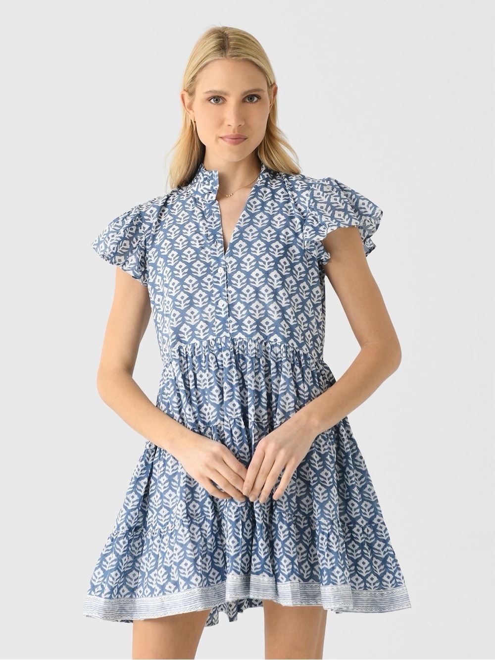 Lilbelle NWT Lou Mini Dress Navy Wavy Blue Block Print XS/S